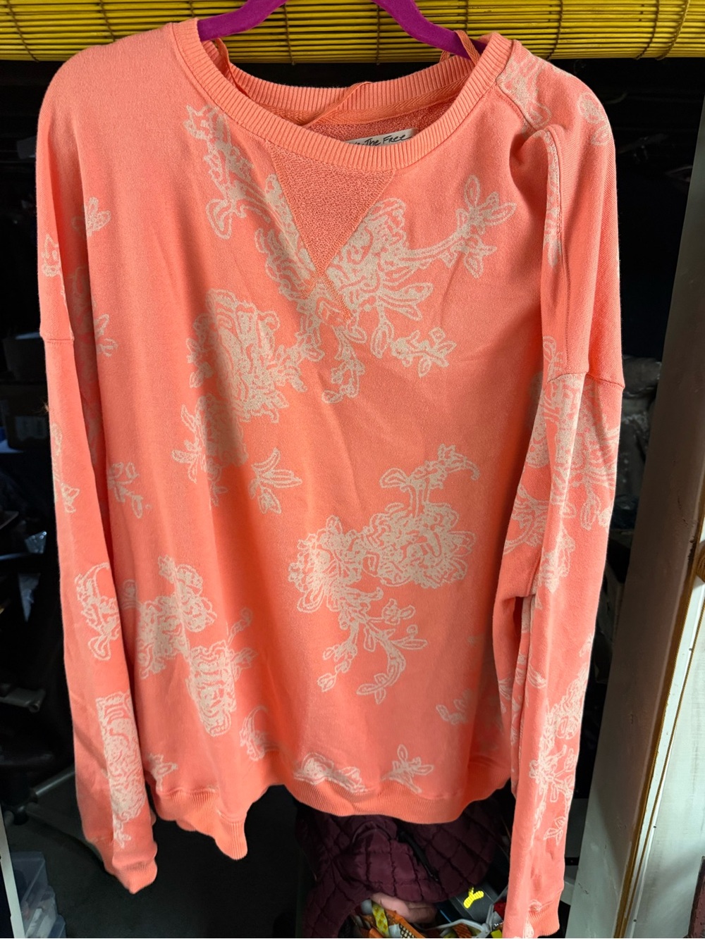 We The Free Coral Floral Crewneck Top
